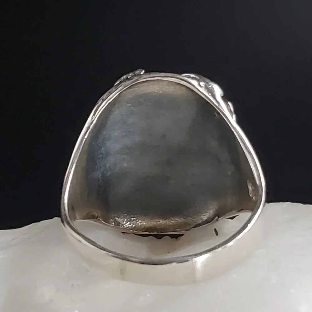 Men's Designer Jewelry Solid Sterling Silver 925 Ring Genuine Turquoise